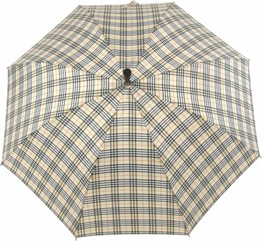 iX-brella Standing Umbrella, Height Adjustable with Wooden Handle - Beige Checkered