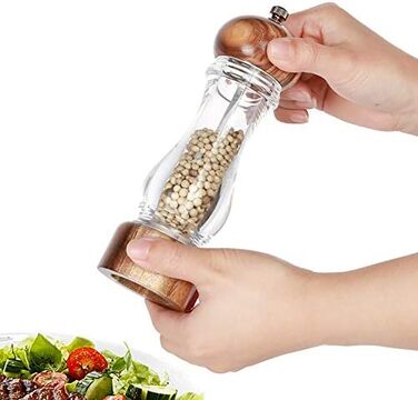 Набір дерев'яних мельниць для солі та перцю KKC з регульованим керамічним механізмом, 20 см, для дому та ресторану