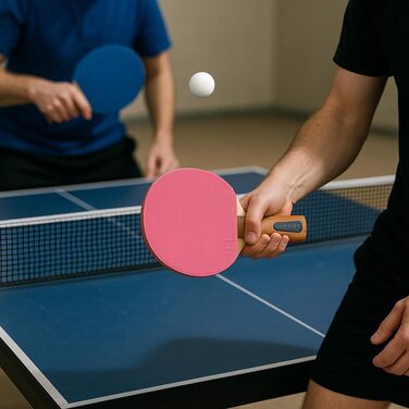 Набір для настільного тенісу Leijiaer: 4 преміум ракетки (2 сині, 2 рожеві), 8 м'ячів та сумка - професійні ракетки для гри в приміщенні та на вулиці, підійдуть дітям та дорослим