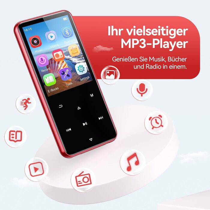 MP3 плеєр AGPTEK 64GB з Bluetooth 5.3, TFT-екраном 2.4