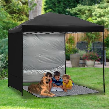 2 Baldachin Side Walls, Tent Side Wall for 3x3m Pop-Up Baldachin, Waterproof with Silver Coating for 3M Straight Leg, Outdoor Pavilions, Instant Awnings, only White Side Wall (Black)