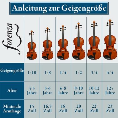 Скрипка Forenza Prima 2 4/4 - повний набір з ебонієвими накладками, кілочками, легким струною, дерев'яним луком, Розінг та сталевими пряжками. Повнорозмірна скрипка.
