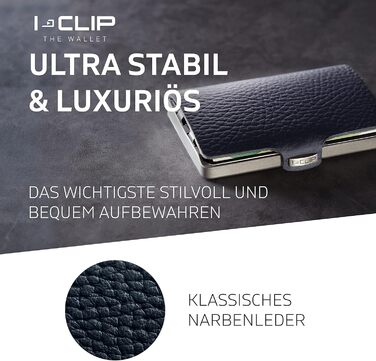 I-CLIP Titan Ultra-Light Credit Card Holder with Interchangeable Money Clip - Titan Card Holder - Genuine Leather Slim Wallet - Satin Titanium Blue Pure Blue