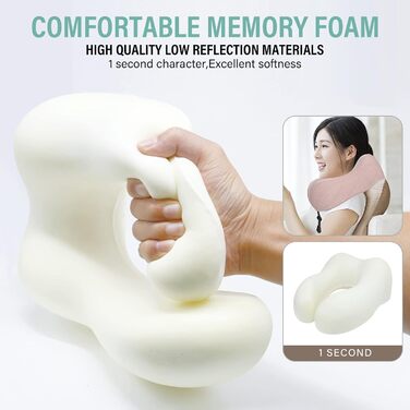 Подушка для шиї у вигляді хом'ятка, для подорожей, авто, офісу та дому (Рожева)