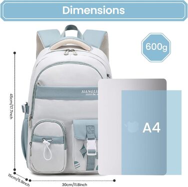 Шкільний рюкзак для дівчаток - водонепроникний, легкий, стильний, з великою місткістю, для 3-9 класів, ніллон, фіолетовий (8534# Blu)