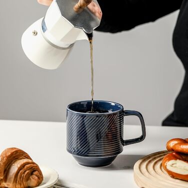 Набір кавових чашок з підставкою, 4 шт. (370 мл, морська синя)