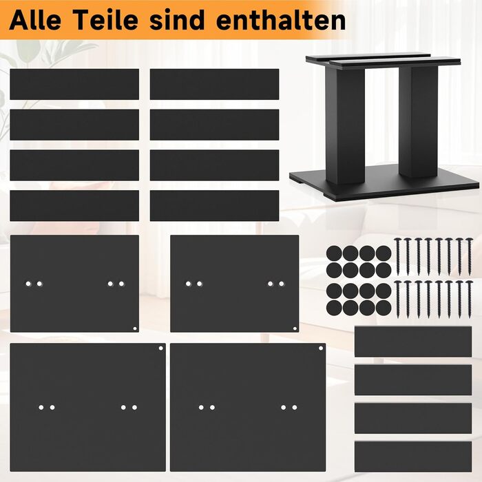 Підставка для аудіо колонки, 25 см, метал, чорна, пара (16.5 x 20 x 15 см)