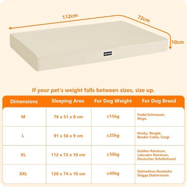 Ортопедичний лежак для собак HMTOPE, 91 см, товщина 9 см, знімний та миючий, з водонепроникним внутрішнім шаром, для середніх собак