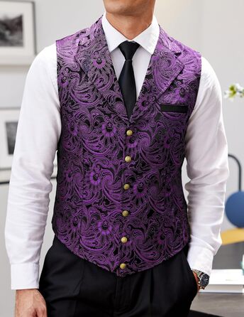 Чоловічий жилет Coofandy Paisley вікторіанський готичний Steampunk для смокінга з лацканами, фіолетовий