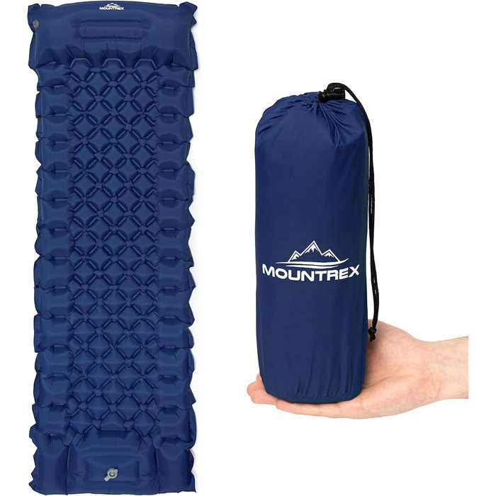 MOUNTREX Isomatte: Надувна килимок для кемпінгу та відпочинку на природі - Ultraleicht, 700g, з насосом, компактний, можна з'єднувати, зелений/блакитний