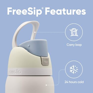 Owala FreeSip ізольована пляшка для води з нержавіючої сталі зі соломинкою, спортивна, для подорожей, герметична, BPA-free, 945 мл, Iced Breeze (710 мл)