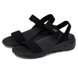 Сандалі жіночі Skechers Go Walk Arch Fit - Чорні текстильні, 38 EU