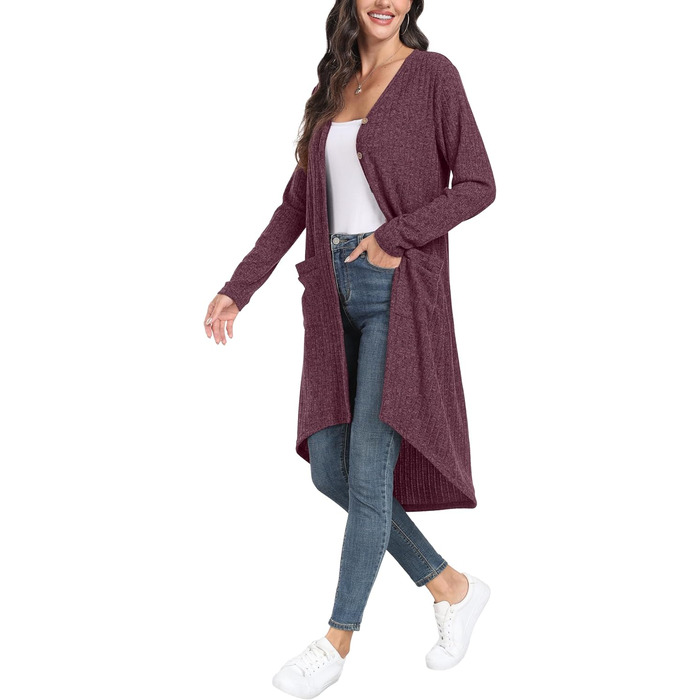 Кардиган жіночий GRECEREE з ґудзиками та V-подібним вирізом, літній (XXL, Рожевий)