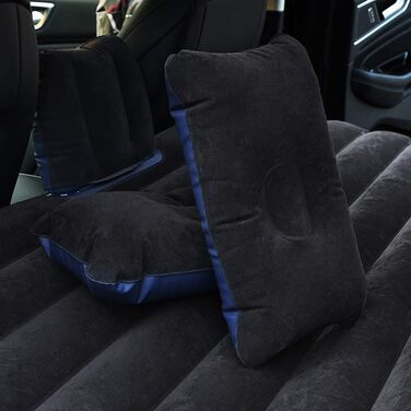 Надувна автомобільна матрац з насосом для подорожей, кемпінгу та відпочинку на природі. Чорний колір.