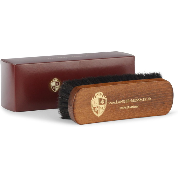 Langer & Messmer shoe brush made of fine horsehair for effectively polishing your shoes - The polishing brush for professional shoe care - Available individually or in a 2-piece set (Light / Dark)