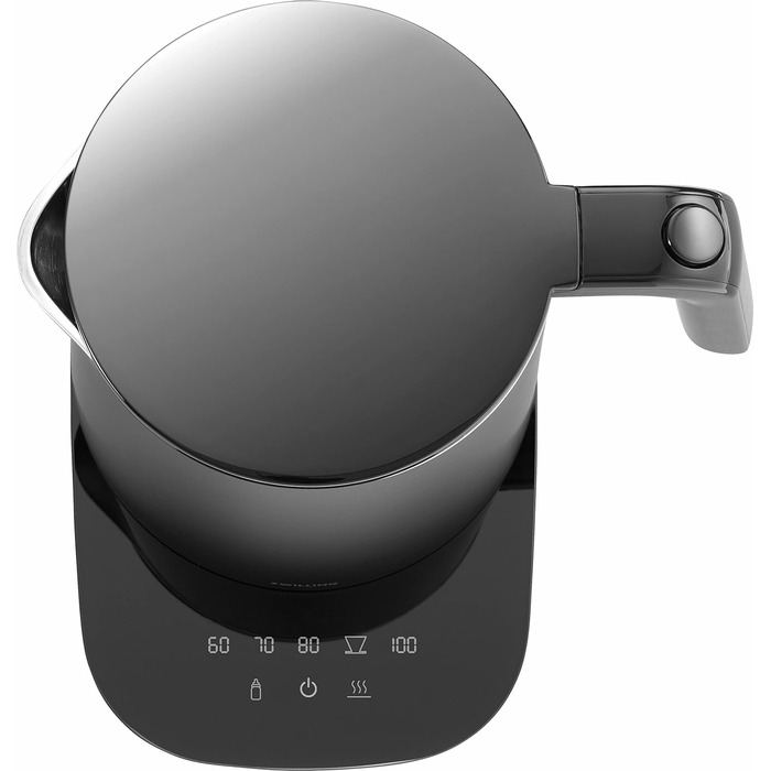 ZWILLING ENFINIGY Water Kettle Pro with Temperature Setting, Stainless Steel Scale Filter & Keep-Warm Function, 1850 Watts, 1.5 Liters, Black