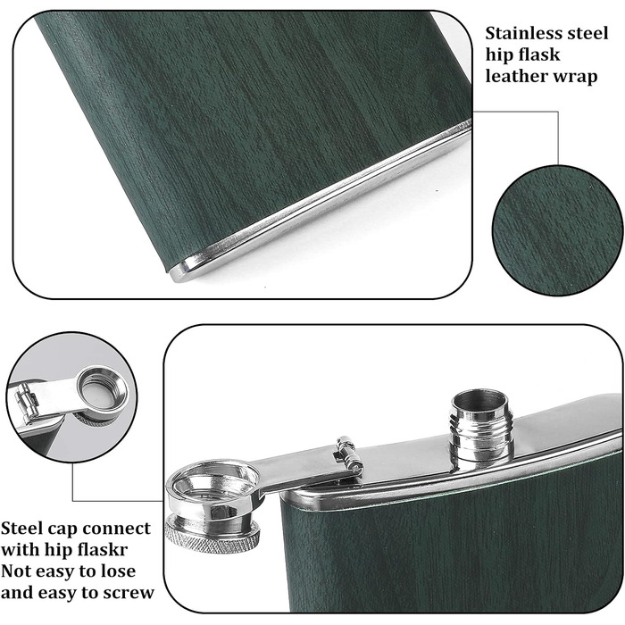 Набір фляга 260 мл з нержавіючої сталі, фляга для віскі, міні-фляга, подарунок (зелена)