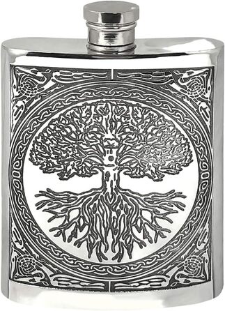 Фляга з олова English Pewter Company з кельтським дизайном «Дерево життя» (CEL601)