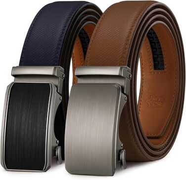 Чоловічий шкіряний ремінь Zitahli з автоматичною пряжкою, регульований (Imperial Blue/Brown, 46-52)