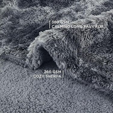 Водонепроникний плед для собак BEDSURE - 100 x 120 см, довгий плюш, миється, для великих собак та котів, захисний плед на собаче ліжко, XL (127x152 см), Batik Grey