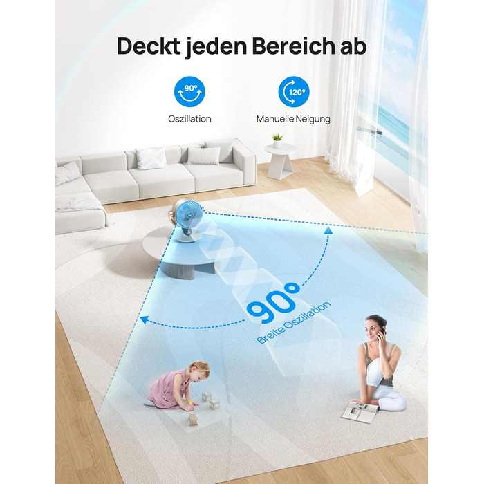 Dreo Lynx S Gold: Тихий розумний вентилятор для дому та офісу, 21 м, 4 швидкості, 5 режимів, таймер 12 год, осциляція