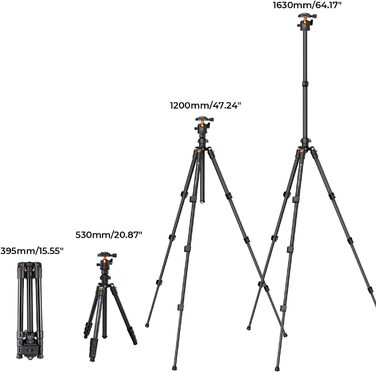 Штатив K&F Concept 200CM (78 дюймів) для камери: трипод з кульковою головкою 360°, моноподом, 1/4'' гніздом, для DSLR-камер (163CM, 10KG, алюміній)
