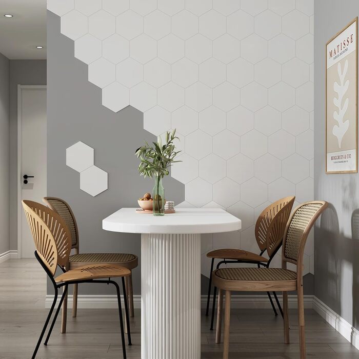 Акустичні гексагональні панелі MENAYODA, самоклеючі звукопоглинаючі шестикутні плити для стін, стелі та дверей (білі, 12 шт)