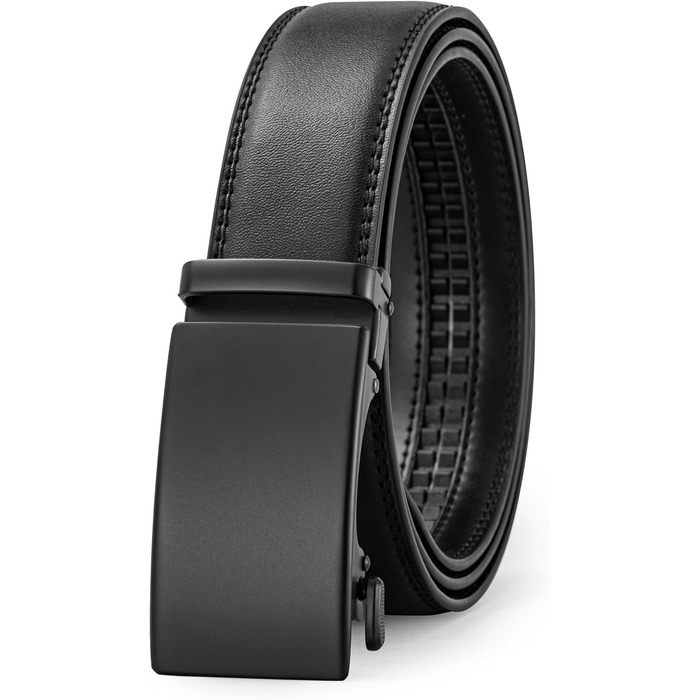 Чоловічий шкіряний ремінь на пряжці, ширина 35 мм, чорний, 125 см, підходить для об'єму талії 92-107 см. Ідеально для костюма, бізнесу та джинсів.