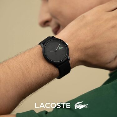 Годинник Lacoste Analog Quarzuhr з колекції Lacoste.12.12: стильні чоловічі/жіночі годинники з силіконовим ремінцем Petit Piqué, чорний колір