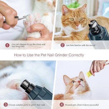 Електричний точилка для кігтів собак LOFICOPER з 6 швидкостями, 2 LED-ліхтариками, 3 портами, тихий для собак маленьких, середніх та великих порід