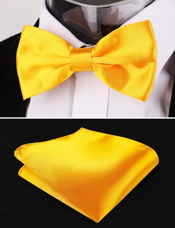 Метелик Alizeal чоловічий однотонний, з підтяжками та нагрудною хусткою (Золото-Жовтий, 132)