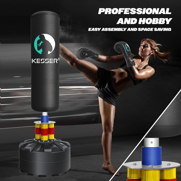 Набір боксерський KESSER® для дорослих: боксерські рукавички, боксерський мішок, скакалка, мішок для кікбоксингу, самостійний стенд, MMA партнер для тренувань