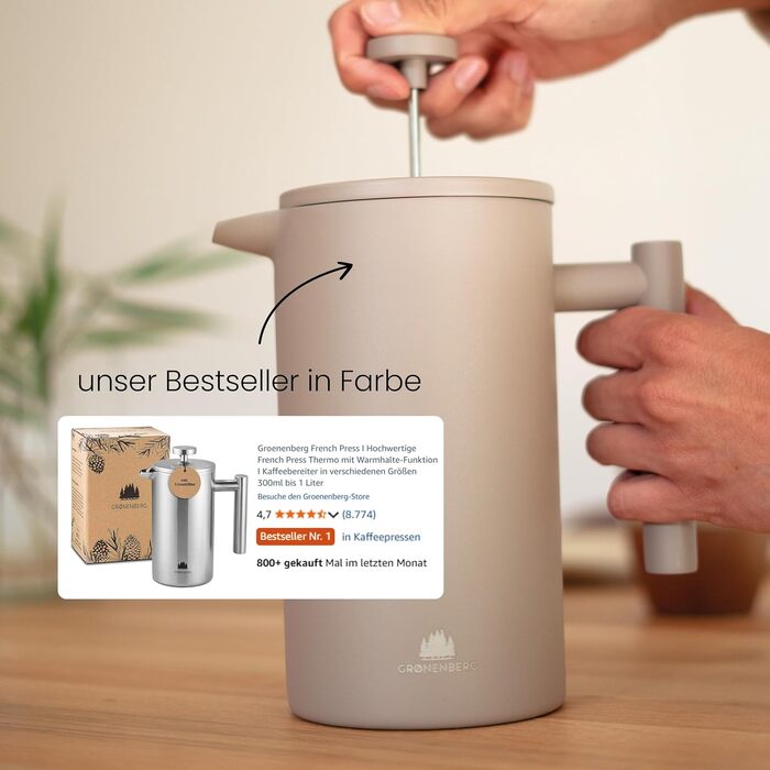 Френч-прес Groenenberg Earth 600 мл з термофункцією | З нержавіючої сталі