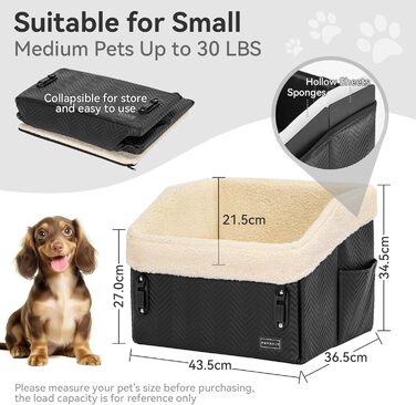 Автокрісло для собак PETSFIT, чорне, для маленьких собак, з патентованими застібками, знімний та пральний плюшевий чохол