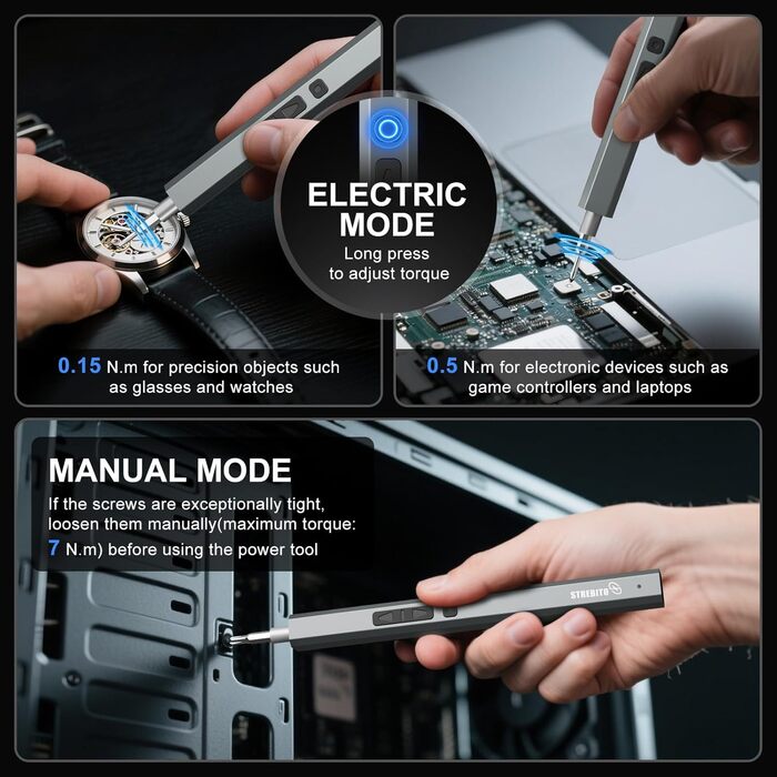Міні-шуруповерт STREBITO, 144 шт. Прецизійний набір інструментів для ремонту електроніки (PC, Laptop, Телефон, Дрон)