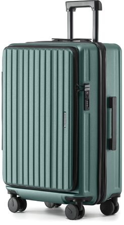 Чемодан розкладний з жорсткою обшивкою, верхня панель відкривається, компресійний ремінь та додатковий простір | Зносостійкий, еластичний, стійкий до подряпин, легкий (L-65см, темно-зелений)