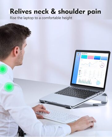 Підставка для ноутбука Soqool, ергономічна, з вентиляцією, сумісна з MacBook, Lenovo, Huawei, Acer, Dell, HP (10-17 дюймів), срібна