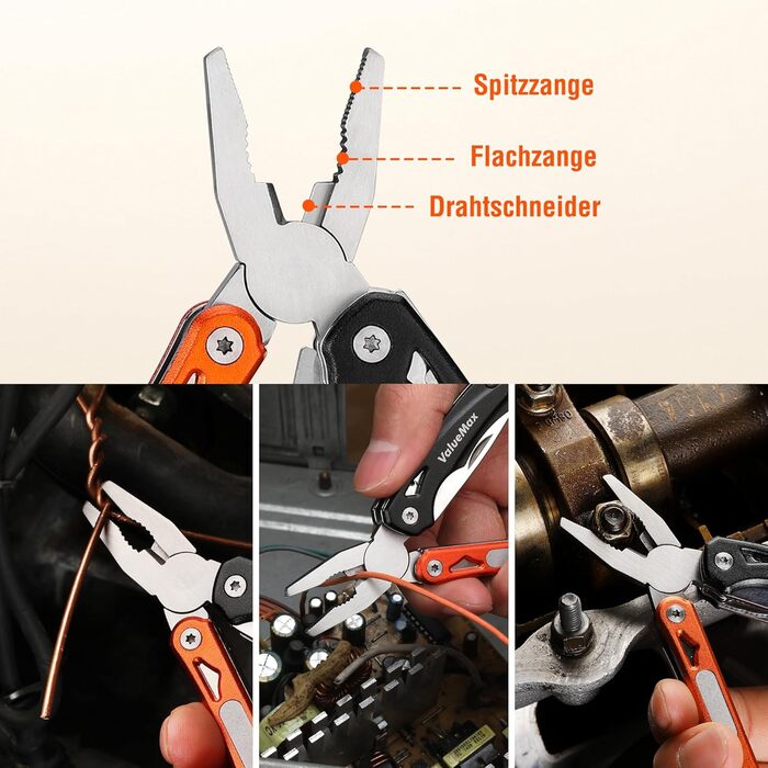 Мультитул ValueMax 9-в-1: мультиінструмент з плоскогубцями та ножем для кемпінгу та ремонту