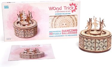 Дерев'яний 3D конструктор-шкатулка Wood Trick Лебедине озеро – балерина, музична скринька, іграшка-пазл для дітей та дорослих