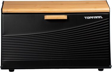 Бак для хліба з бамбука та металу, чорний | Бак для хліба, контейнер для хліба