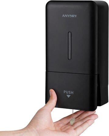 Anydry Ручний Дозатор для Мила настінний, 800 мл, з вікном, чорний 1006