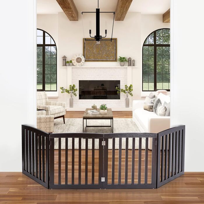 Зручна дерев'яна перегородка для собак, розкладний захисний забір, 4 панелі, для дому та вулиці