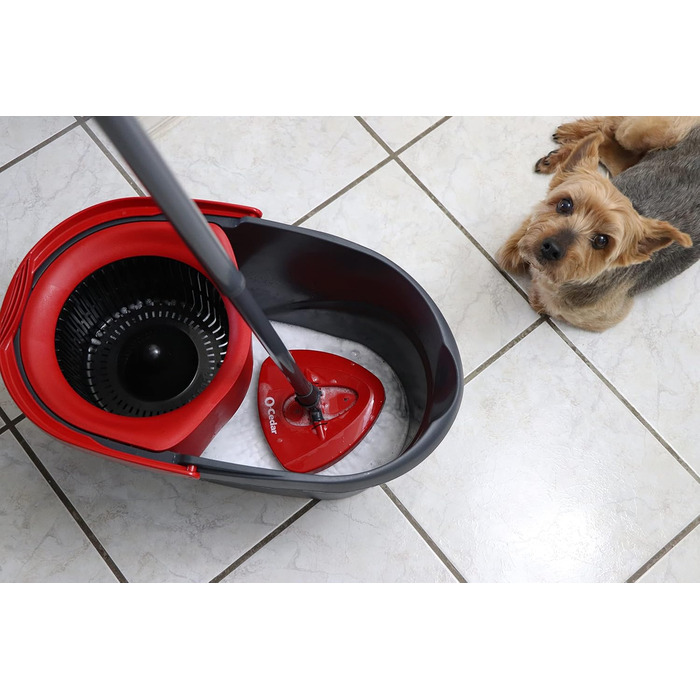 O-Cedar EasyWring: Відро з мотлою та 2 змінні насадки, Червоний/Сірий | Система прибирання