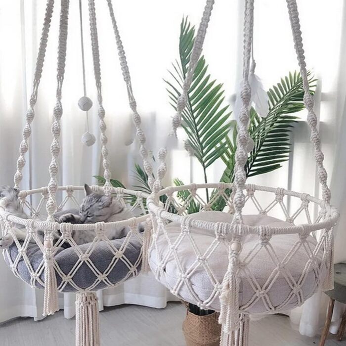 Гніздо-гойдалка для кота, бавовна, 45 см (білий)