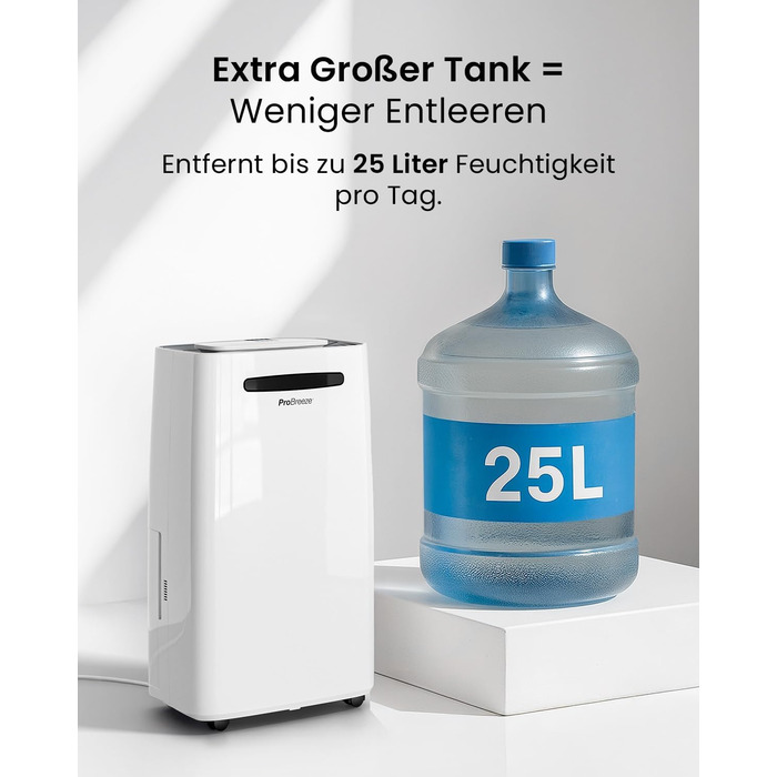 Про Бріз - Вологопоглинач повітря 25л/добу, 30 м², 4 режими, таймер, Smart App - від вологи та плісняви