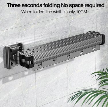 Висувна стійка для одягу, 3-х рівнева, розкладна, для кріплення на стіні, 126 см, економія місця, розкладна, з гачками, для балкона, білизни, ванної кімнати, білий, молочно-білий (пістолетно-сірий)