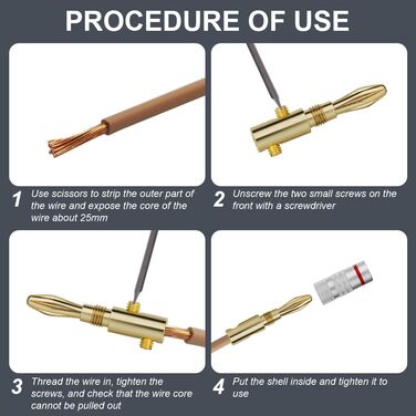 Бананові конектори для акустики 24K позолота, 4.5 мм, 90 градусів (4 шт.)