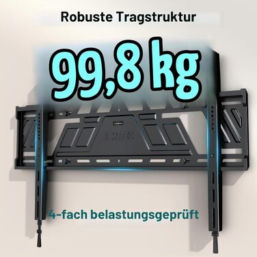 Настінний кронштейн для телевізора BONTEC Heavy Duty 43-100 дюймів, до 100 кг, VESA 800x600 мм, ультратонкий фіксований навіс (23 мм), сталевий