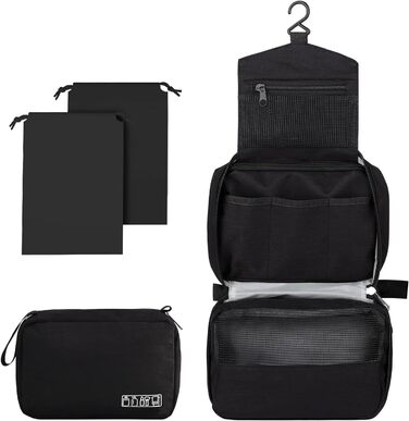 Чоловіча/Жіноча косметичка для подорожей з гачком, велика, чорна