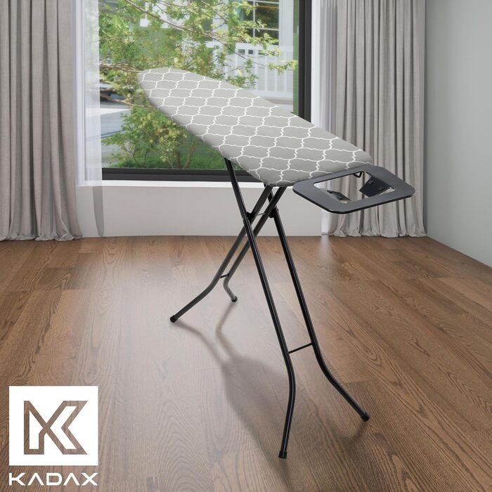 Кришка для прасувальної дошки KADAX з шнурком, бавовняна кришка для прасувальної дошки, кришка для прасувальної дошки для парогенератора, замінна кришка для прасувальної дошки з м'яким шаром (Сірий 132x48)